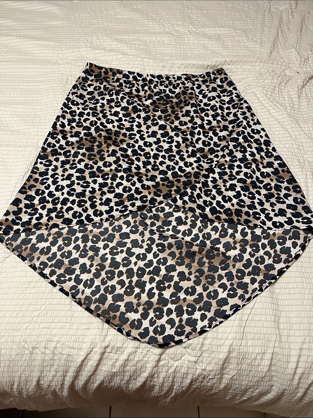 High-Low Leopard Print Skirt in Brown and Black